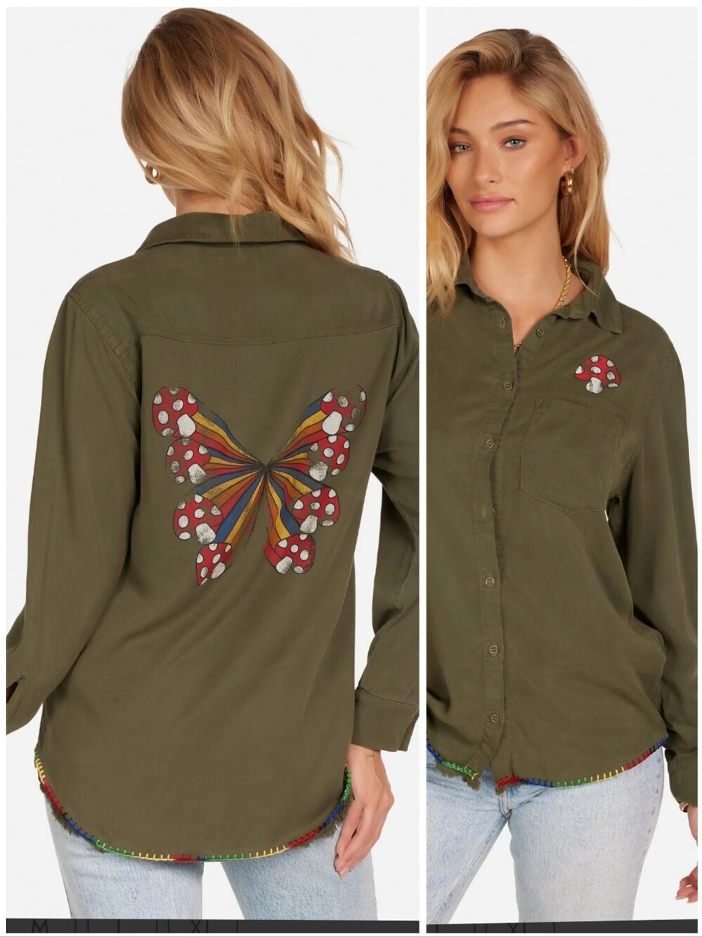 Lauren Moshi Mushroom Butterfly sloan button-up shirt